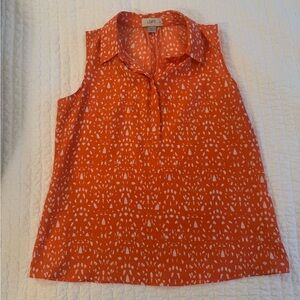 LOFT Vibrant Orange Patterned Top
